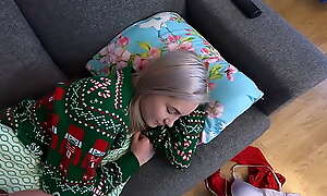 stepsister  comes Home for Christmas and Stepbrother Fucks her while Napping in livingroom