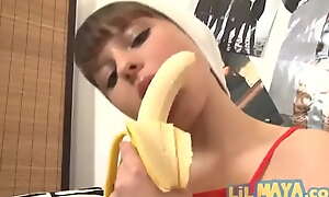 Teen food fetish slut fucks banana - Lil Maya