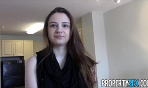 Propertysex - youthful real estate agent with large natural milk cans homemade sex