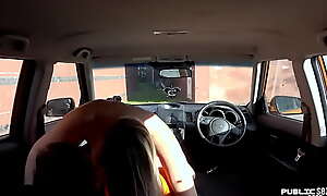 Busty eurobabe riding her instructor in car until cumshot