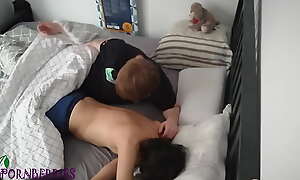 Two guys sleepover in one bed, got horny in the morning and caught in the camera